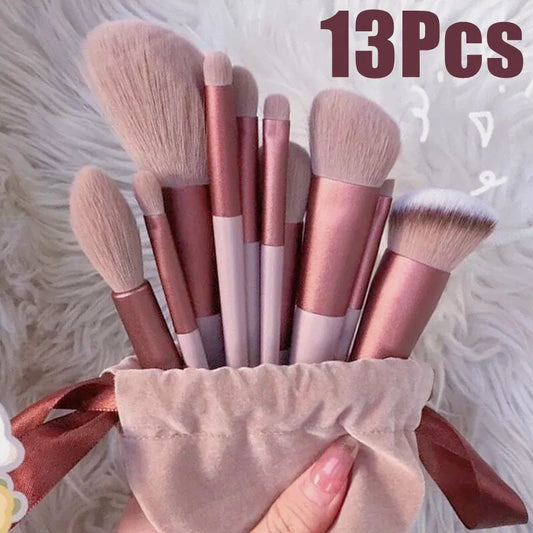 13 PCS Pincéis de Maquiagem Set Eye Shadow Foundation Mulheres Escova Cosmética Sombra Blush Beauty Soft Make Up Tools Bag