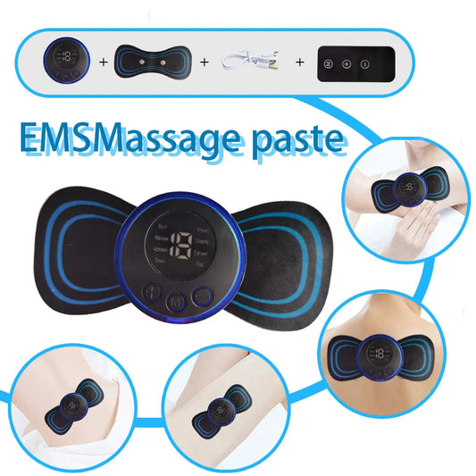 Mini massageador recarregável do pescoço, massagem elétrica do pescoço, EMS, vértebra cervical, 8 modos para aliviar a dor muscular, relaxar